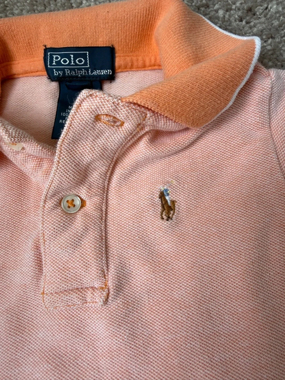 Ralph Lauren Kids Peach Polo with Orange Trim